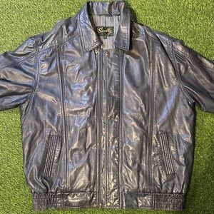 Rare Vtg Scully Men's 80s 90s Charcoal Leather Bomber Jacket
